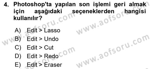 Sayısal Fotoğraf İşleme Teknikleri Dersi 2022 - 2023 Yılı Yaz Okulu Sınav Soruları 4. Soru