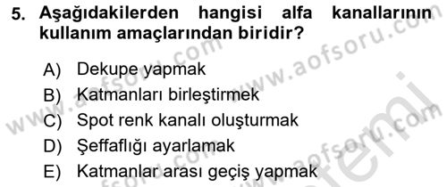 Sayısal Fotoğraf İşleme Teknikleri Dersi 2022 - 2023 Yılı Yaz Okulu Sınav Soruları 5. Soru