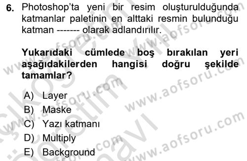 Sayısal Fotoğraf İşleme Teknikleri Dersi 2022 - 2023 Yılı Yaz Okulu Sınav Soruları 6. Soru