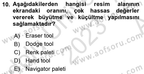 Sayısal Fotoğraf İşleme Teknikleri Dersi Ara Sınavı Deneme Sınav Soruları 10. Soru