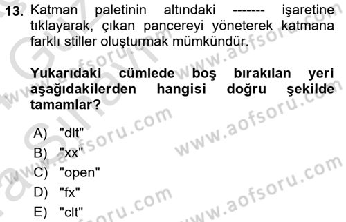 Sayısal Fotoğraf İşleme Teknikleri Dersi Ara Sınavı Deneme Sınav Soruları 13. Soru