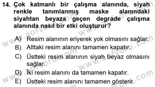 Sayısal Fotoğraf İşleme Teknikleri Dersi Ara Sınavı Deneme Sınav Soruları 14. Soru