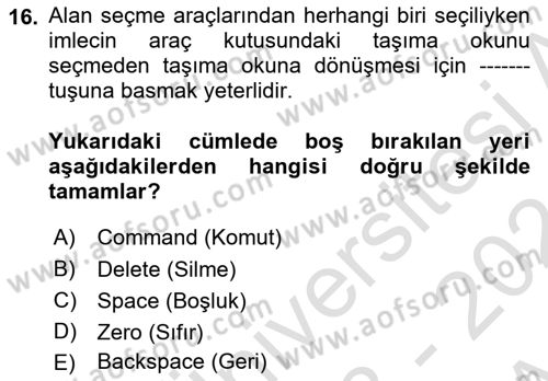 Sayısal Fotoğraf İşleme Teknikleri Dersi Ara Sınavı Deneme Sınav Soruları 16. Soru