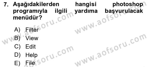 Sayısal Fotoğraf İşleme Teknikleri Dersi Ara Sınavı Deneme Sınav Soruları 7. Soru