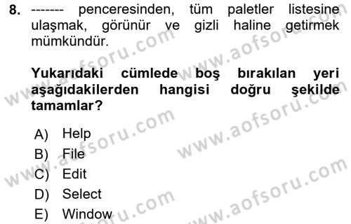 Sayısal Fotoğraf İşleme Teknikleri Dersi Ara Sınavı Deneme Sınav Soruları 8. Soru