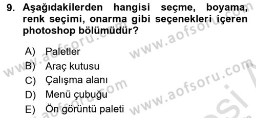 Sayısal Fotoğraf İşleme Teknikleri Dersi 2023 - 2024 Yılı (Vize) Ara Sınav Soruları 9. Soru
