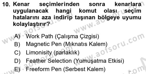 Sayısal Fotoğraf İşleme Teknikleri Dersi 2023 - 2024 Yılı (Final) Dönem Sonu Sınav Soruları 10. Soru