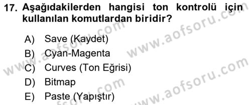 Sayısal Fotoğraf İşleme Teknikleri Dersi 2023 - 2024 Yılı (Final) Dönem Sonu Sınav Soruları 17. Soru