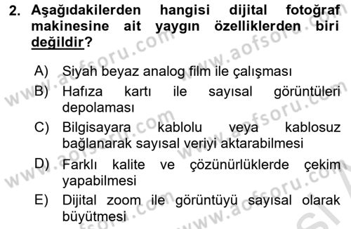 Sayısal Fotoğraf İşleme Teknikleri Dersi 2023 - 2024 Yılı Yaz Okulu Sınav Soruları 2. Soru