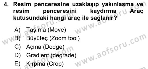 Sayısal Fotoğraf İşleme Teknikleri Dersi 2023 - 2024 Yılı Yaz Okulu Sınav Soruları 4. Soru