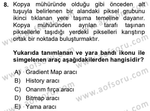 Sayısal Fotoğraf İşleme Teknikleri Dersi 2023 - 2024 Yılı Yaz Okulu Sınav Soruları 8. Soru
