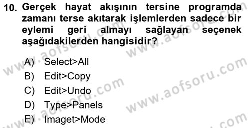 Sayısal Fotoğraf İşleme Teknikleri Dersi 2024 - 2025 Yılı (Vize) Ara Sınav Soruları 10. Soru