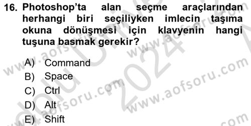 Sayısal Fotoğraf İşleme Teknikleri Dersi 2024 - 2025 Yılı (Vize) Ara Sınav Soruları 16. Soru