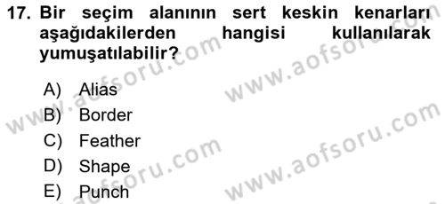 Sayısal Fotoğraf İşleme Teknikleri Dersi 2024 - 2025 Yılı (Vize) Ara Sınav Soruları 17. Soru