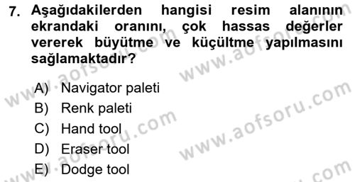 Sayısal Fotoğraf İşleme Teknikleri Dersi 2024 - 2025 Yılı (Vize) Ara Sınav Soruları 7. Soru