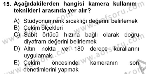 Videonun Kullanım Alanları Dersi 2012 - 2013 Yılı (Vize) Ara Sınav Soruları 15. Soru