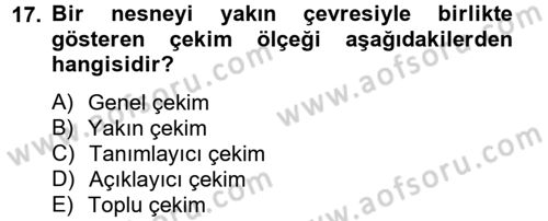 Videonun Kullanım Alanları Dersi 2012 - 2013 Yılı (Vize) Ara Sınav Soruları 17. Soru