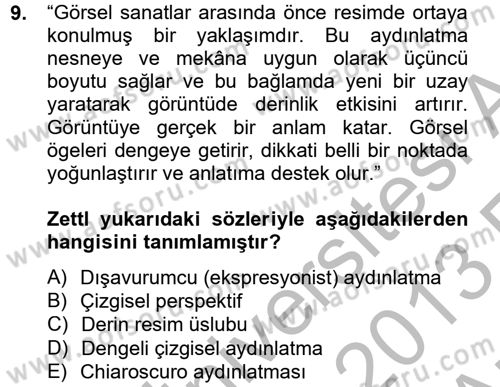 Videonun Kullanım Alanları Dersi 2012 - 2013 Yılı (Vize) Ara Sınav Soruları 9. Soru