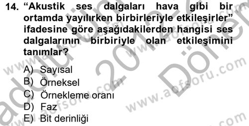 Videonun Kullanım Alanları Dersi 2012 - 2013 Yılı (Final) Dönem Sonu Sınav Soruları 14. Soru