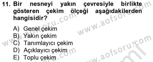 Videonun Kullanım Alanları Dersi 2013 - 2014 Yılı Tek Ders Sınav Soruları 11. Soru