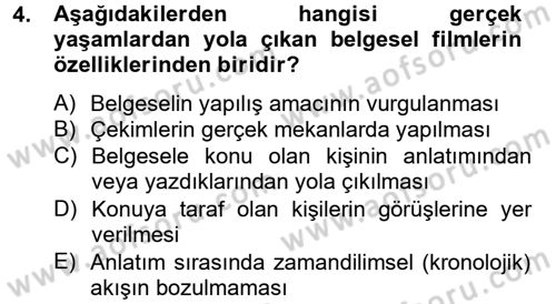 Videonun Kullanım Alanları Dersi 2013 - 2014 Yılı Tek Ders Sınav Soruları 4. Soru