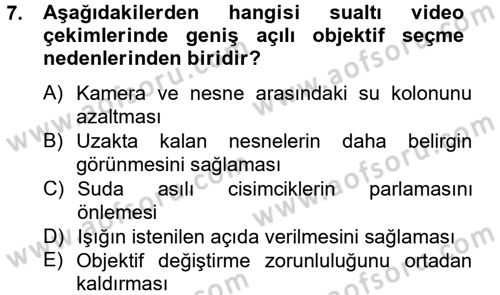 Videonun Kullanım Alanları Dersi 2013 - 2014 Yılı Tek Ders Sınav Soruları 7. Soru