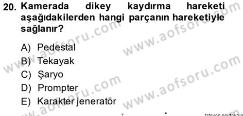 Videonun Kullanım Alanları Dersi 2014 - 2015 Yılı (Vize) Ara Sınavı 20. Soru