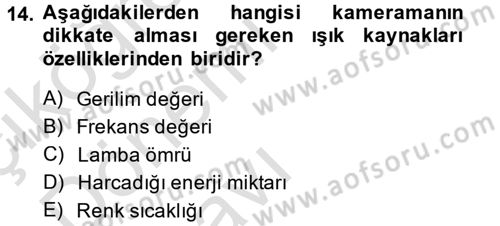 Videonun Kullanım Alanları Dersi 2014 - 2015 Yılı Tek Ders Sınav Soruları 14. Soru