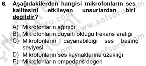 Videonun Kullanım Alanları Dersi 2014 - 2015 Yılı Tek Ders Sınav Soruları 6. Soru