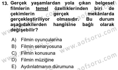 Videonun Kullanım Alanları Dersi 2015 - 2016 Yılı (Vize) Ara Sınav Soruları 13. Soru