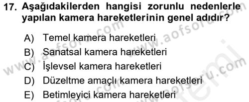 Videonun Kullanım Alanları Dersi 2015 - 2016 Yılı (Vize) Ara Sınav Soruları 17. Soru