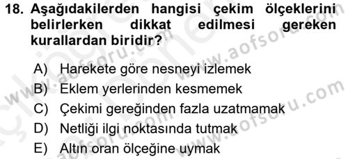 Videonun Kullanım Alanları Dersi 2015 - 2016 Yılı (Vize) Ara Sınav Soruları 18. Soru