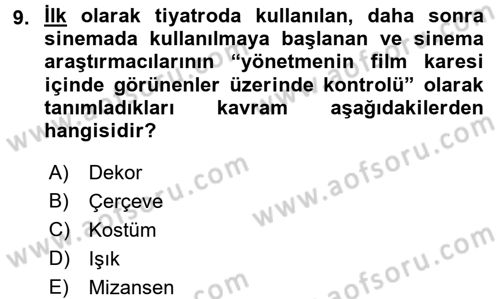 Videonun Kullanım Alanları Dersi 2015 - 2016 Yılı (Vize) Ara Sınav Soruları 9. Soru