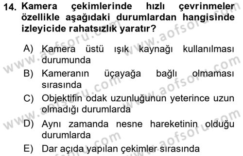 Videonun Kullanım Alanları Dersi 2015 - 2016 Yılı (Final) Dönem Sonu Sınav Soruları 14. Soru