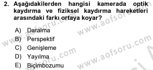Videonun Kullanım Alanları Dersi 2015 - 2016 Yılı (Final) Dönem Sonu Sınav Soruları 2. Soru