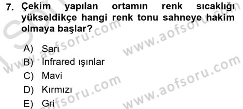 Videonun Kullanım Alanları Dersi 2015 - 2016 Yılı (Final) Dönem Sonu Sınav Soruları 7. Soru