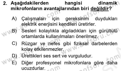 Videonun Kullanım Alanları Dersi 2015 - 2016 Yılı Tek Ders Sınav Soruları 2. Soru