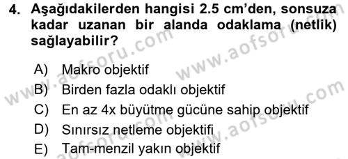 Videonun Kullanım Alanları Dersi 2015 - 2016 Yılı Tek Ders Sınav Soruları 4. Soru