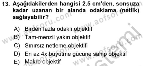 Videonun Kullanım Alanları Dersi 2016 - 2017 Yılı 3 Ders Sınav Soruları 13. Soru