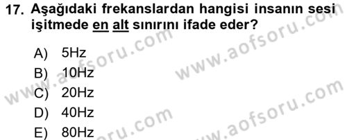 Videonun Kullanım Alanları Dersi 2016 - 2017 Yılı 3 Ders Sınav Soruları 17. Soru