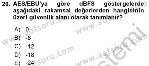 Videonun Kullanım Alanları Dersi 2016 - 2017 Yılı 3 Ders Sınav Soruları 20. Soru