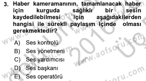 Videonun Kullanım Alanları Dersi 2016 - 2017 Yılı 3 Ders Sınav Soruları 3. Soru