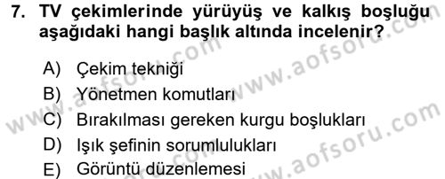 Videonun Kullanım Alanları Dersi 2016 - 2017 Yılı 3 Ders Sınav Soruları 7. Soru