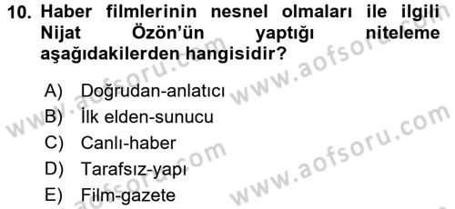 Videonun Kullanım Alanları Dersi 2016 - 2017 Yılı (Vize) Ara Sınav Soruları 10. Soru