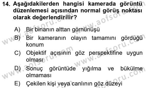 Videonun Kullanım Alanları Dersi 2016 - 2017 Yılı (Vize) Ara Sınav Soruları 14. Soru