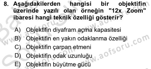Videonun Kullanım Alanları Dersi 2016 - 2017 Yılı (Final) Dönem Sonu Sınav Soruları 8. Soru