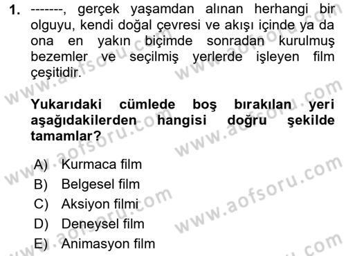 Videonun Kullanım Alanları Dersi 2017 - 2018 Yılı (Vize) Ara Sınav Soruları 1. Soru