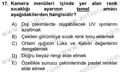 Videonun Kullanım Alanları Dersi 2018 - 2019 Yılı (Vize) Ara Sınav Soruları 17. Soru