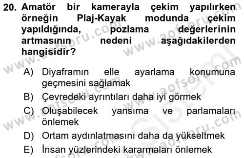 Videonun Kullanım Alanları Dersi 2018 - 2019 Yılı (Vize) Ara Sınav Soruları 20. Soru
