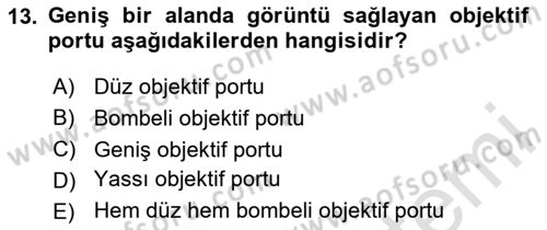 Videonun Kullanım Alanları Dersi 2020 - 2021 Yılı Yaz Okulu Sınav Soruları 13. Soru